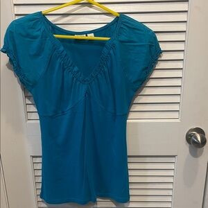 Cato Teal V-Neck Blouse